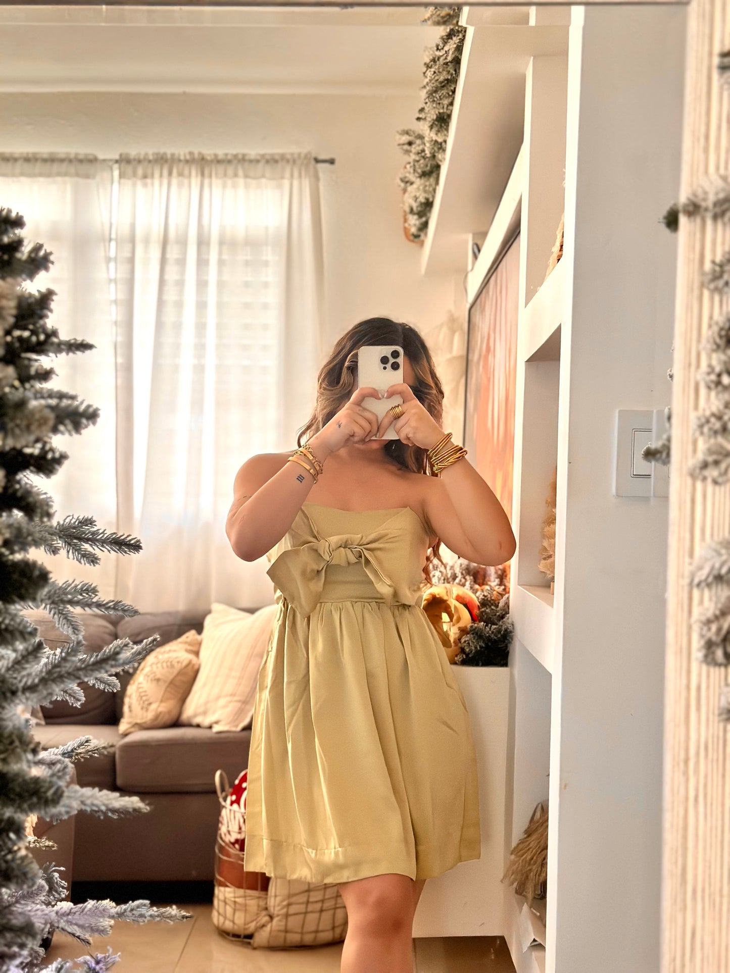 Olive bow dress